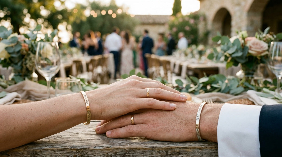 Bijoux personnalisés pour un mariage ou un PACS, alliance et gravure
