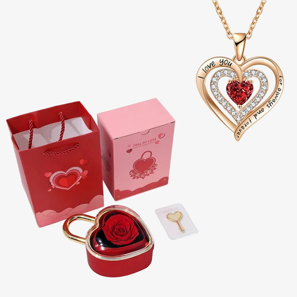 Cadeau Couple Ouvre Mon Cœur Collier Cœur Rouge - coffret complet rouge