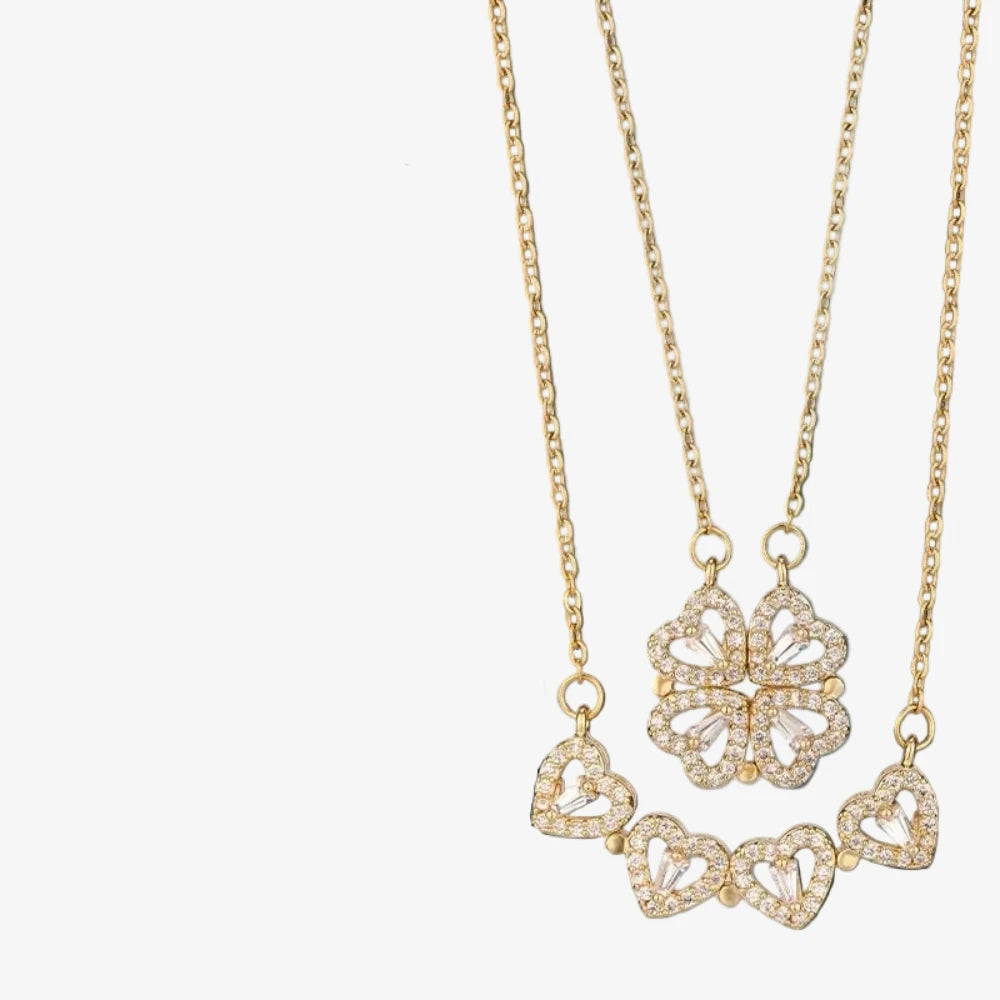 Coffret Cadeau Couple Trèfle à 4 Cœurs - collier femme