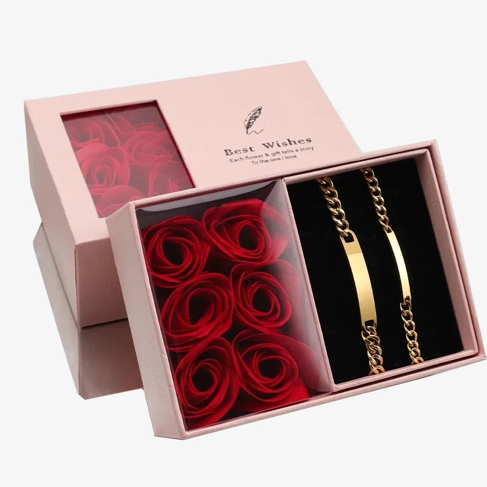 Coffret Gourmette Couple Personnalisé - coffrer complet