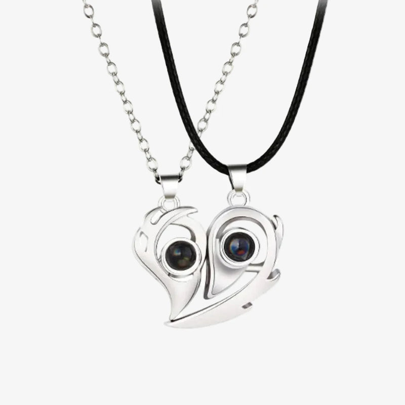 Collier Couple Coeur Photo Projeté
