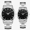 Montre Couple Argent Fond Noir - cadeau couple montre