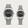 Montre de Couple Argent Premium Fond Noir - Montre couple cadeau