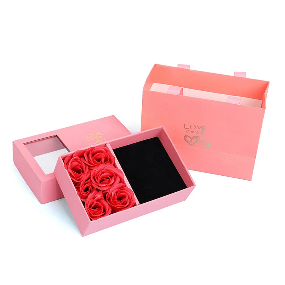 Boîte Cadeau avec Fenêtre sur les Roses Éternelles