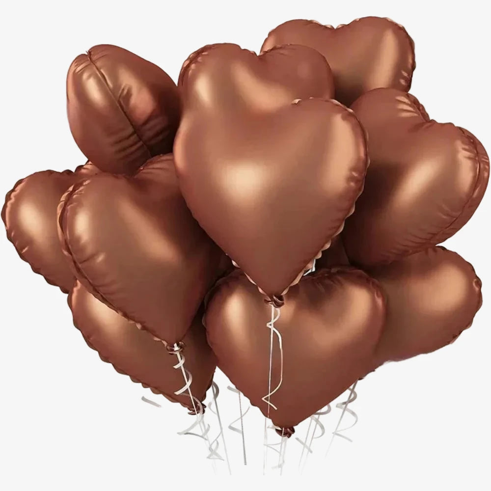 Ballons Cœur Pastel Marron 