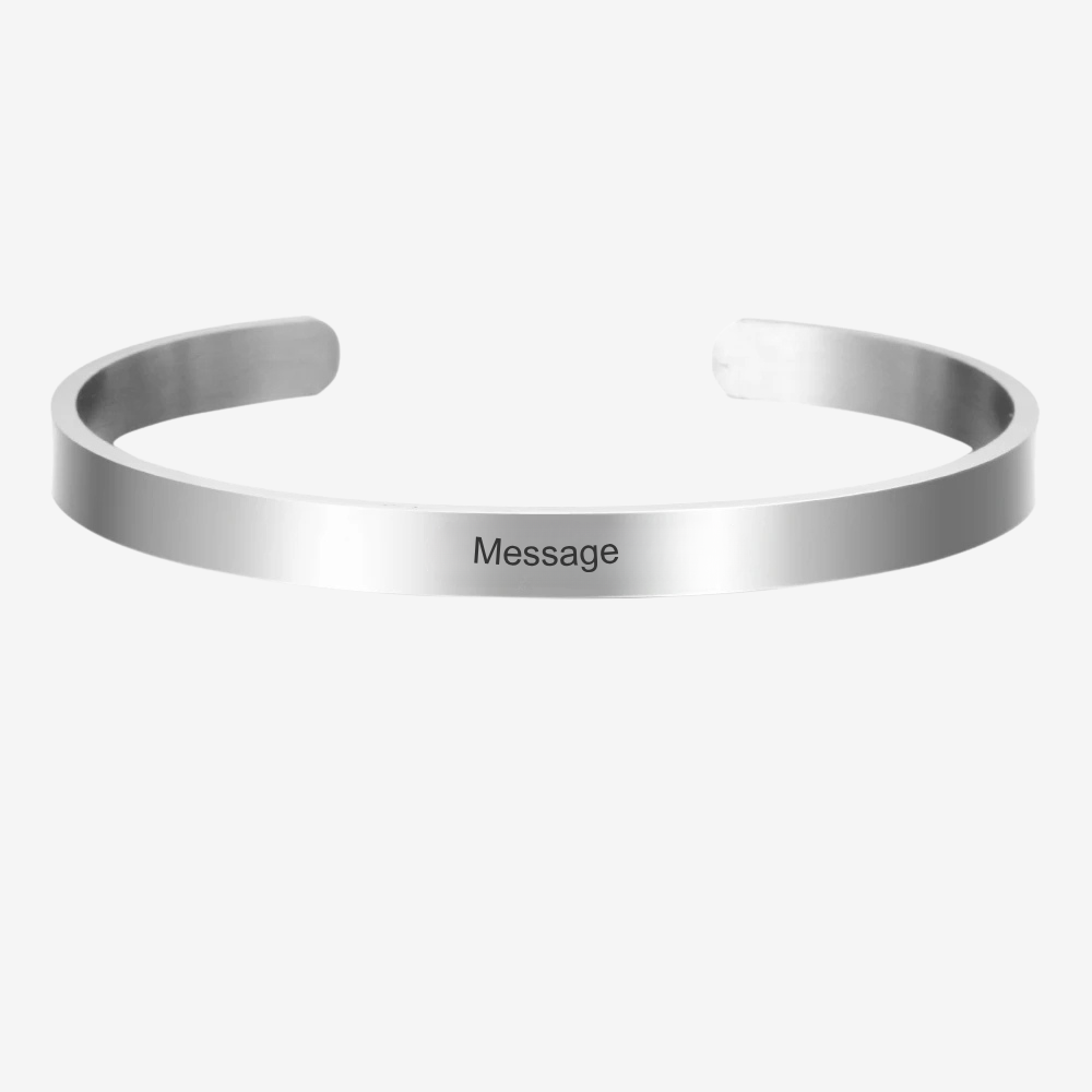Bracelet à personnaliser femme argenté 4 mm, plaque gravée avec message personnalisé