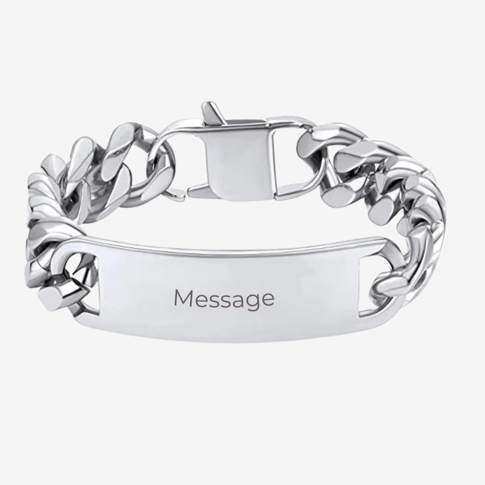 Gourmette homme personnalisée, plaque gravée avec message personnalisé