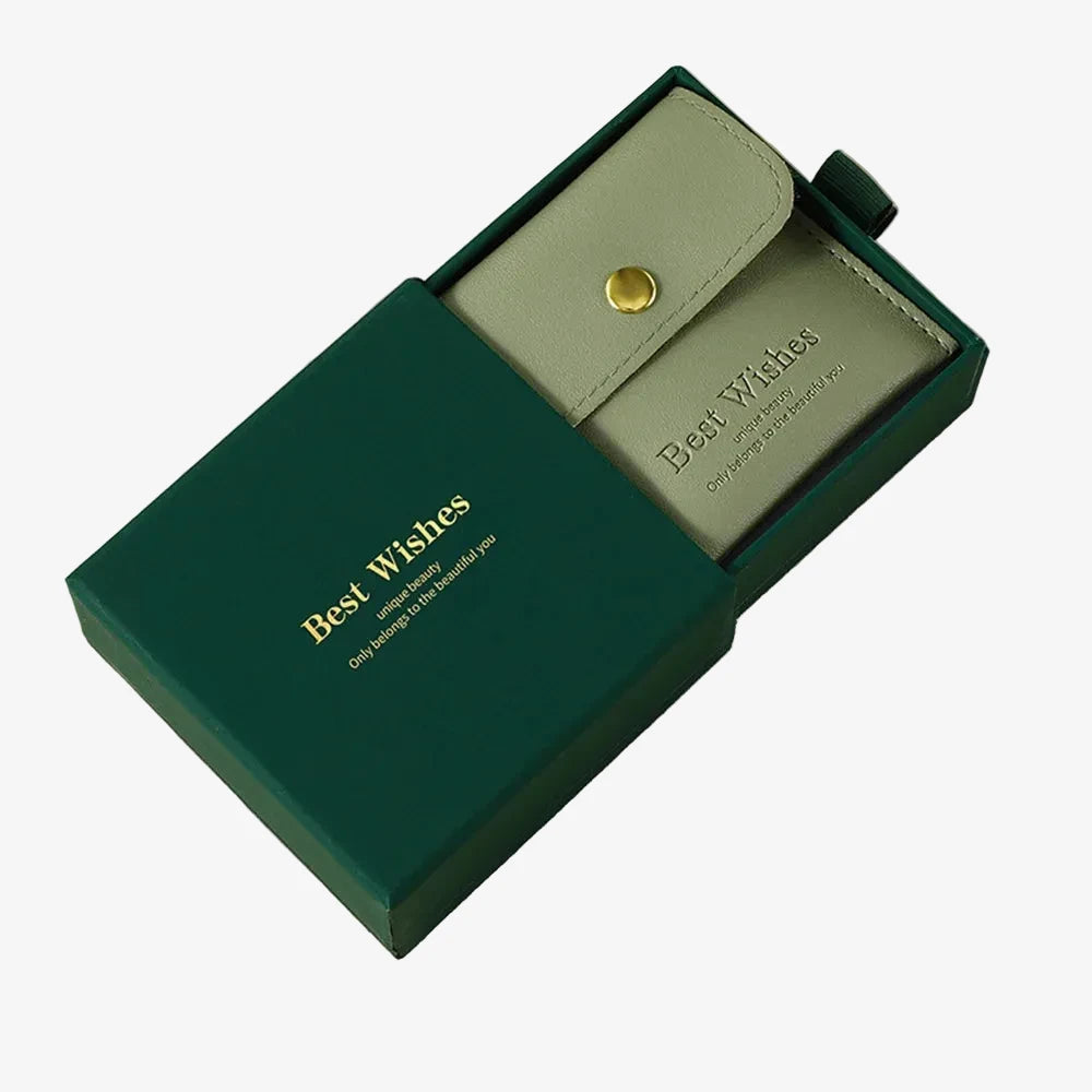 Boîte-cadeau bijoux avec un cochon couleur vert sapin 