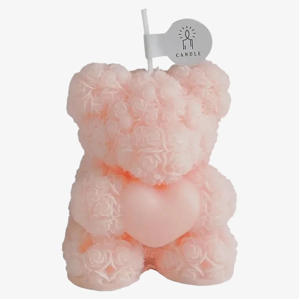 Bougies cadeau rose sous fleurie, couleur pêche 