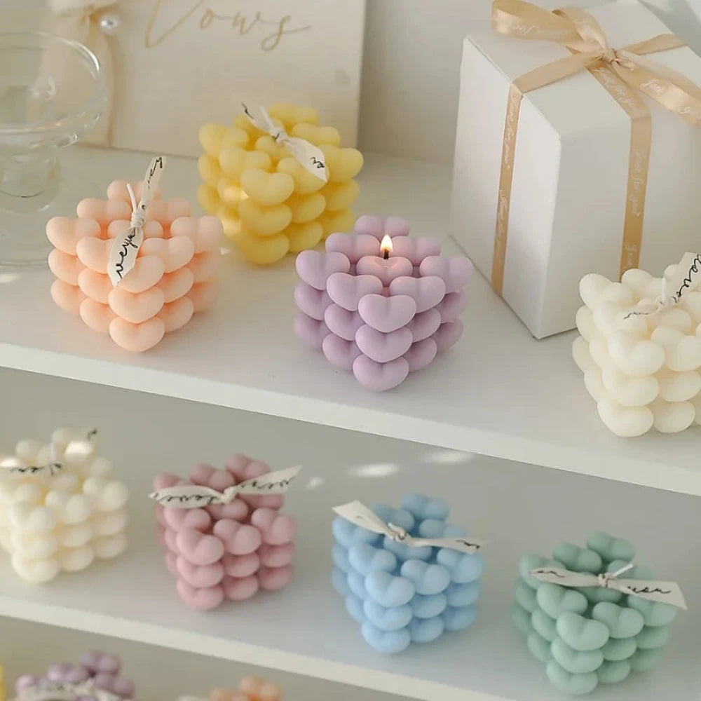 La collection complète des bougies romantiques Cœur en cire de soja 