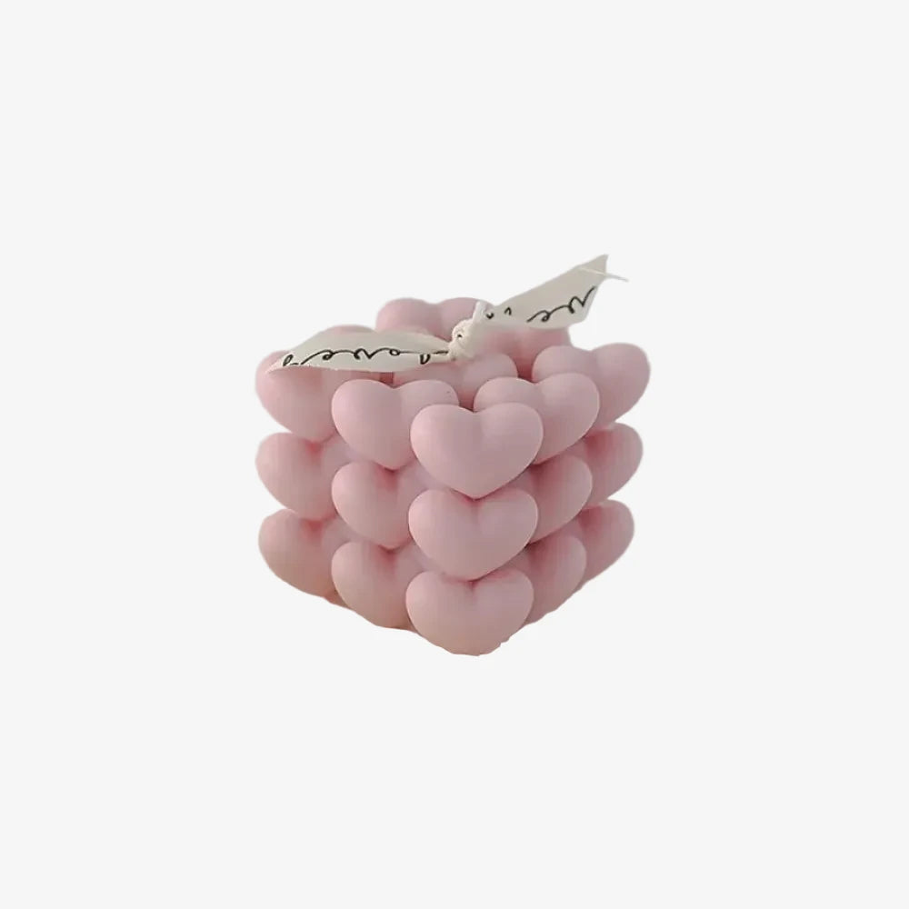 Bougie romantique coeur en cire de soja rose avec un arôme de pêche 