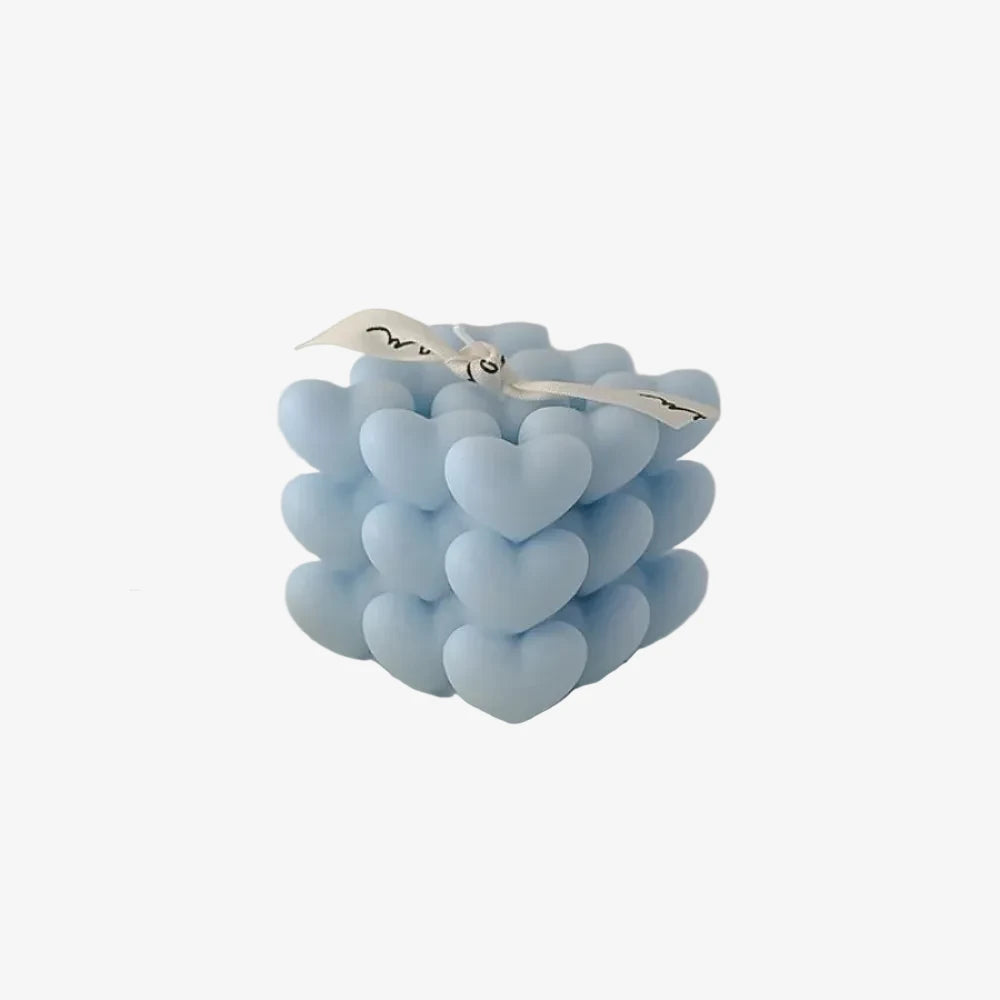 Bougie Romantique Cœur cire de soja bleu avec fragrance Blue Winged Chimes