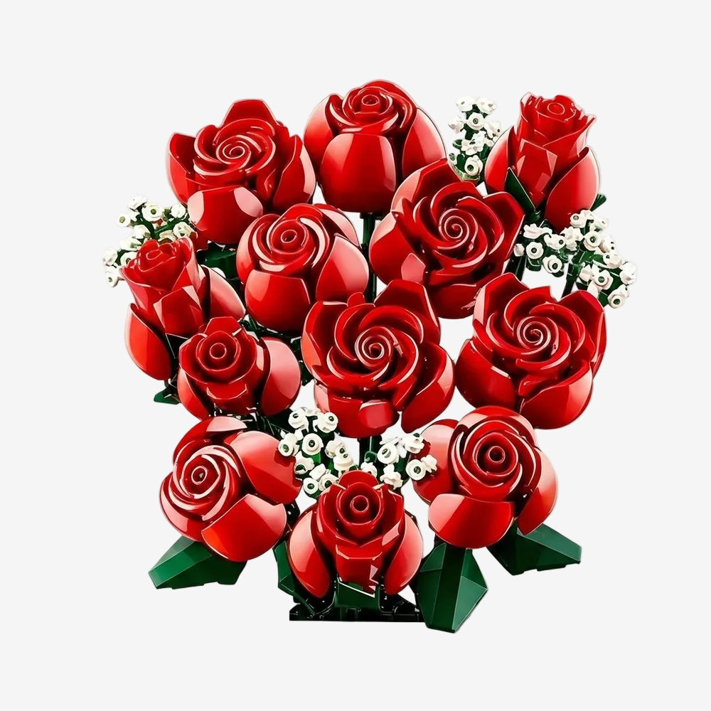 Bouquet de fleurs à construire assemblé, vue produit sur fond neutre