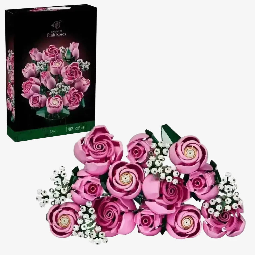 bouquet de fleurs à construire rose