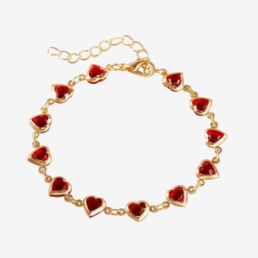 Bracelet chaîne de cœur, vue produit sur fond neutre