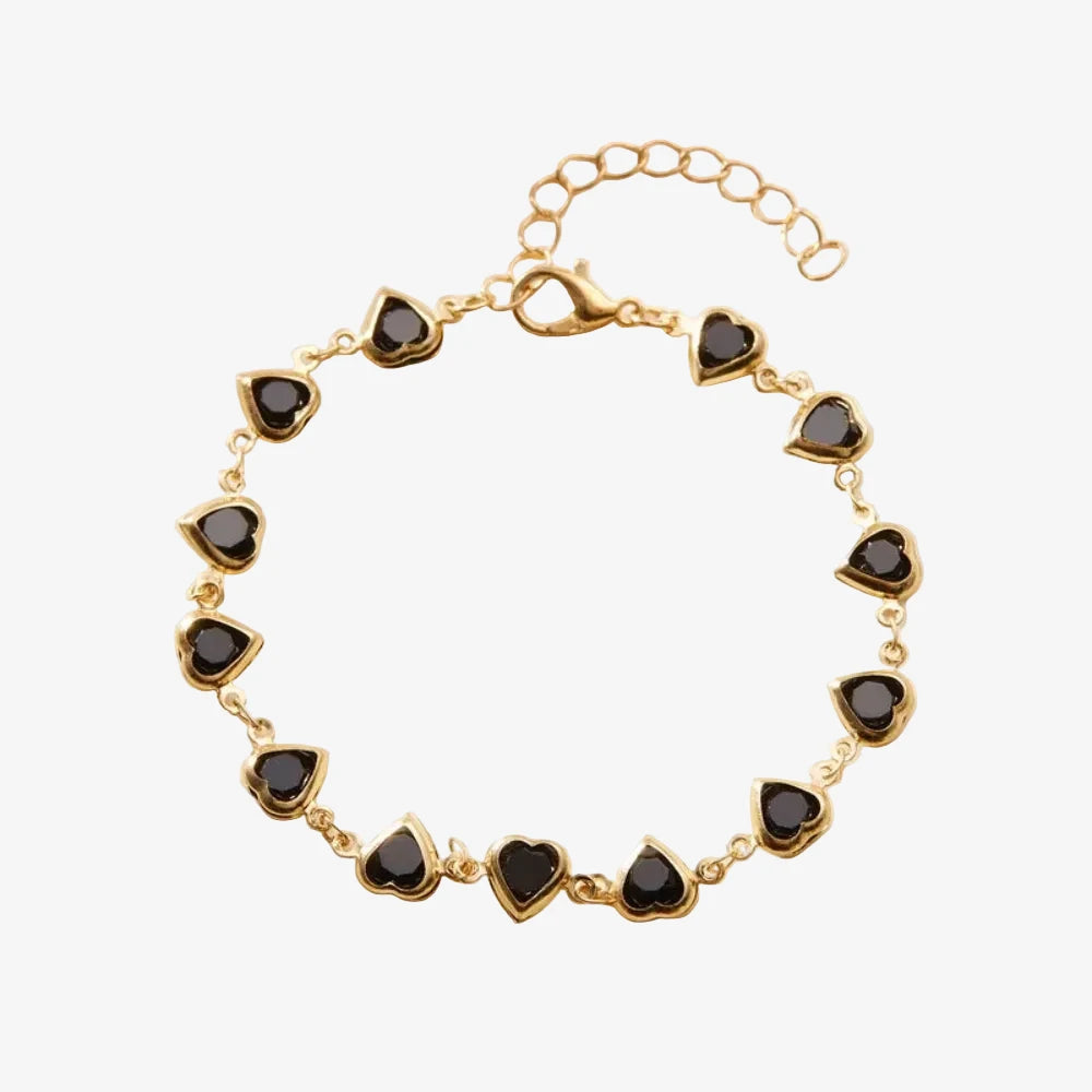 Bracelet de coeur noir en enfilade