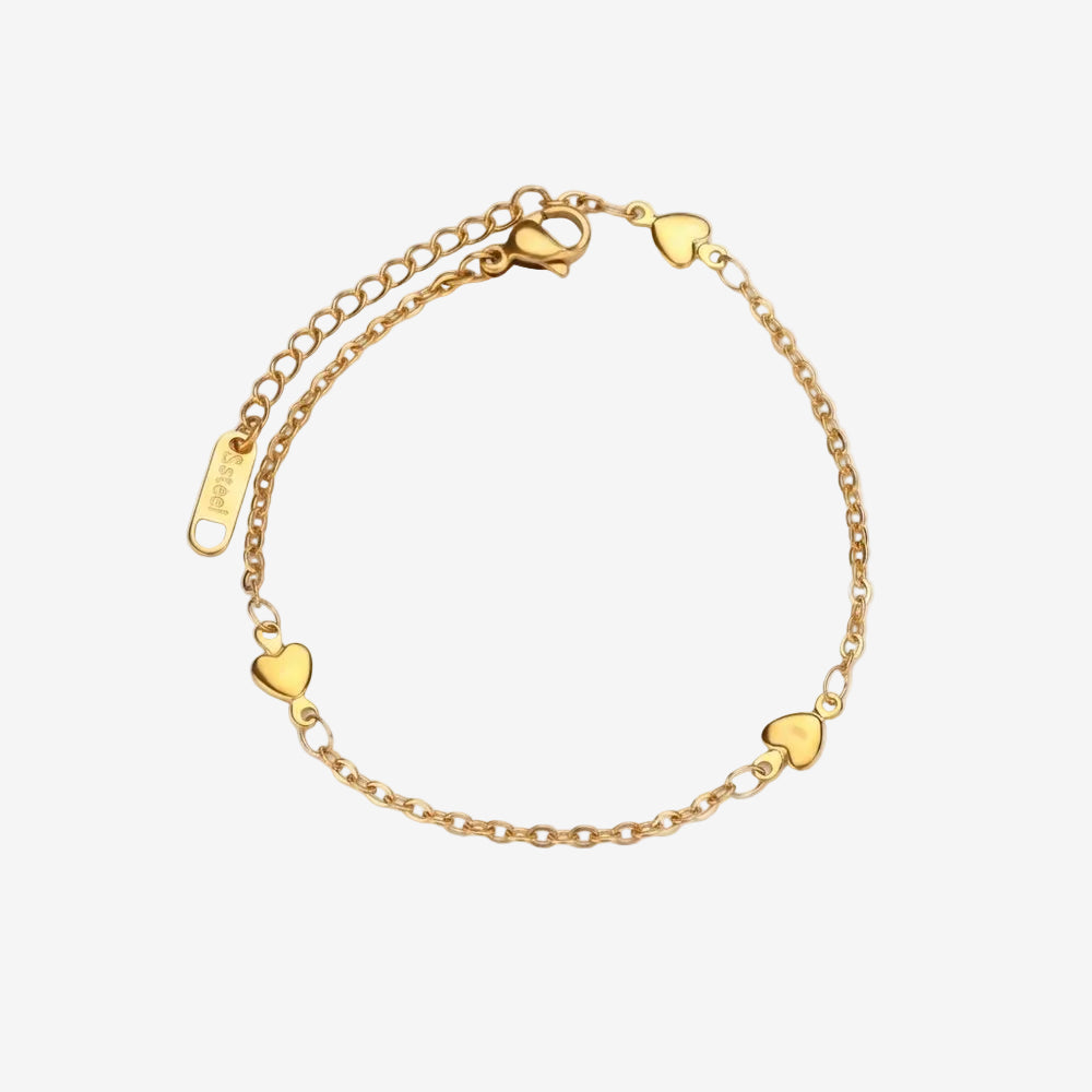 Bracelet cœur doré, vue produit sur fond neutre