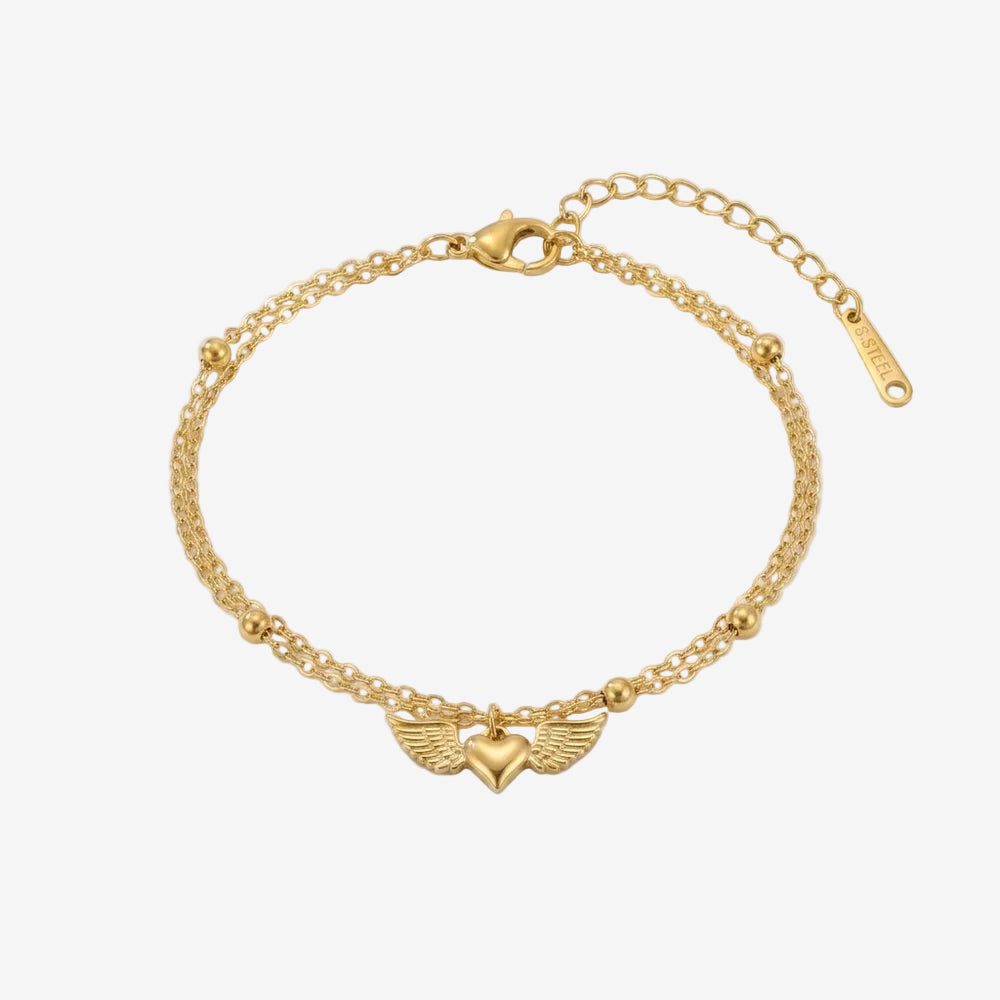Bracelet cœur volant, vue produit sur fond neutre