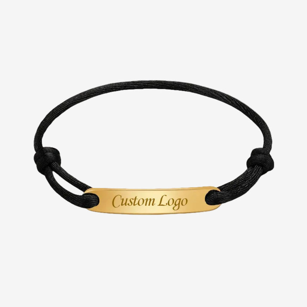 bracelet corde noir avec des noeuds coulissant personnalisable