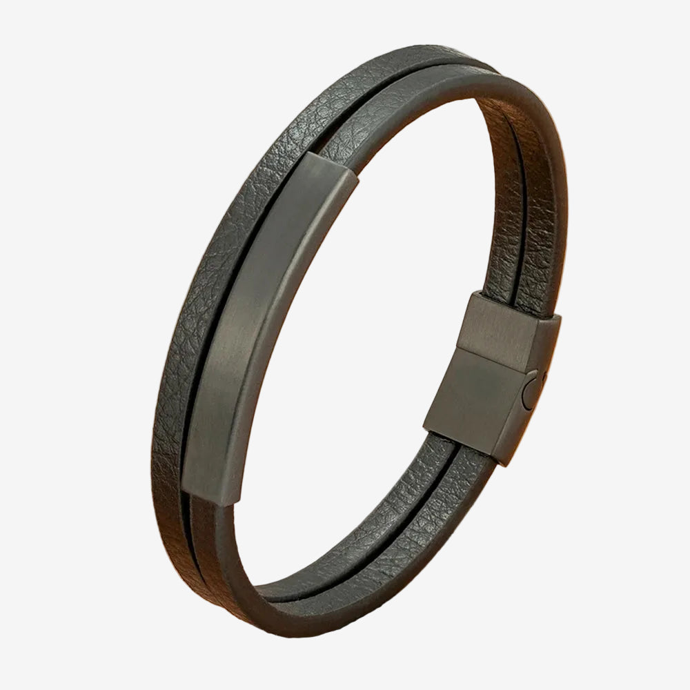 bracelet cuir et acier inoxydable pour homme personnalisable