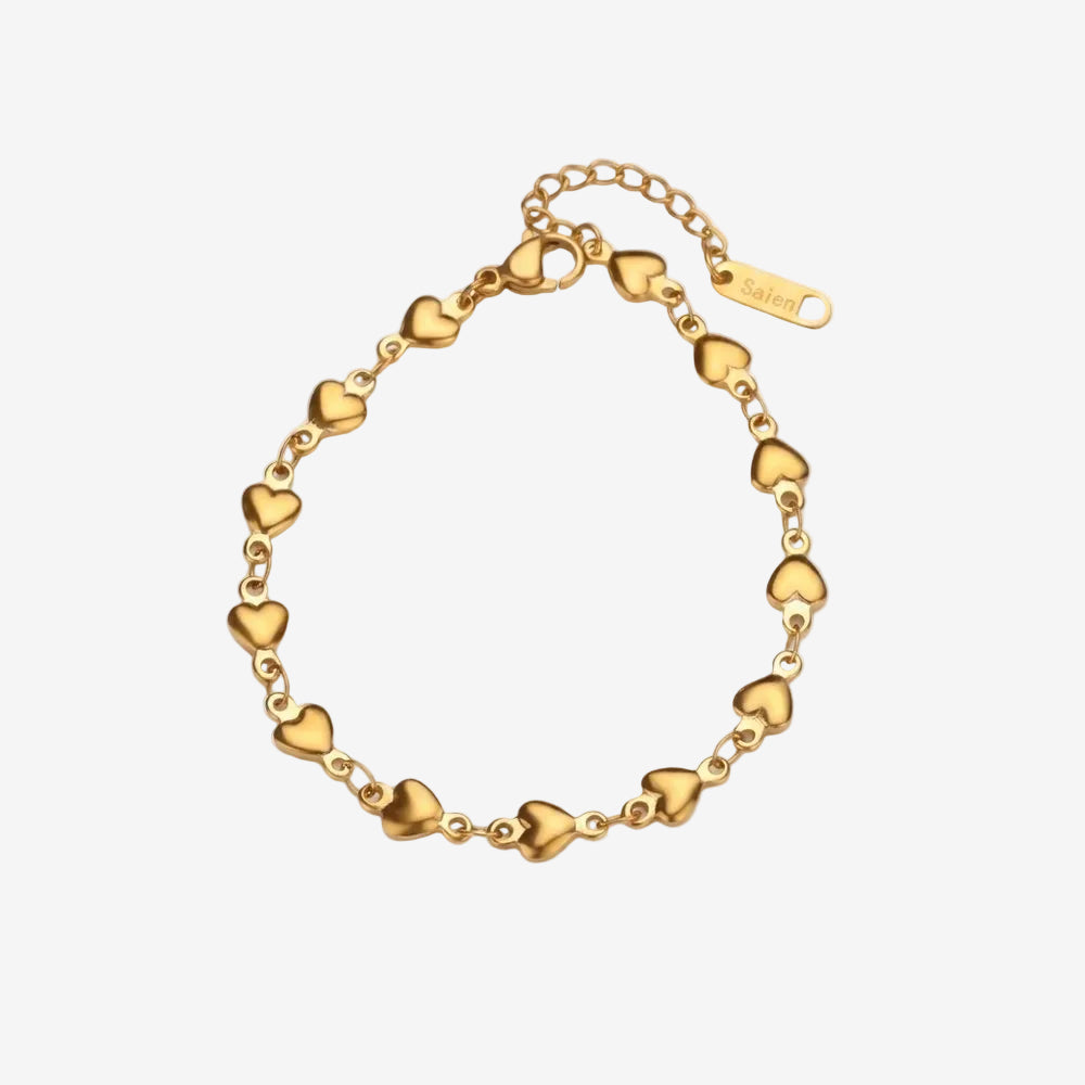 Bracelet femme cœur doré, vue produit sur fond neutre