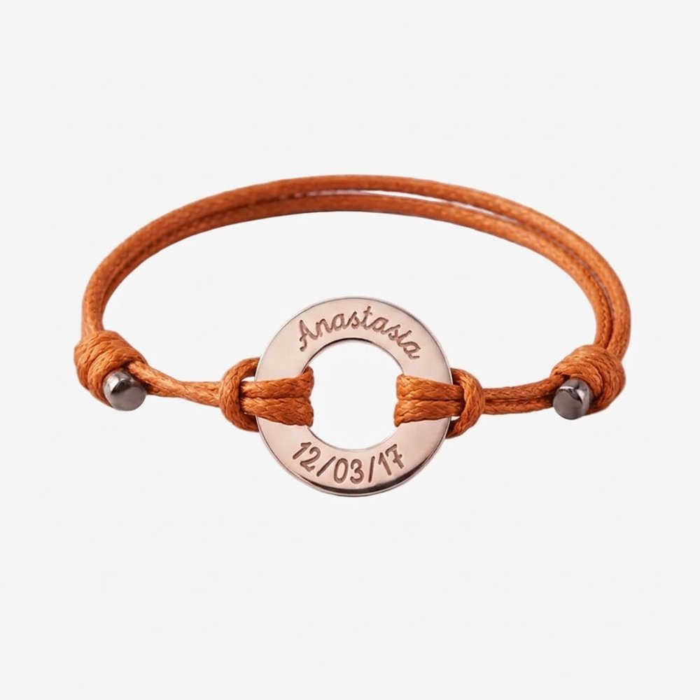 Bracelet homme personnalisé anneaux, cordon orange
