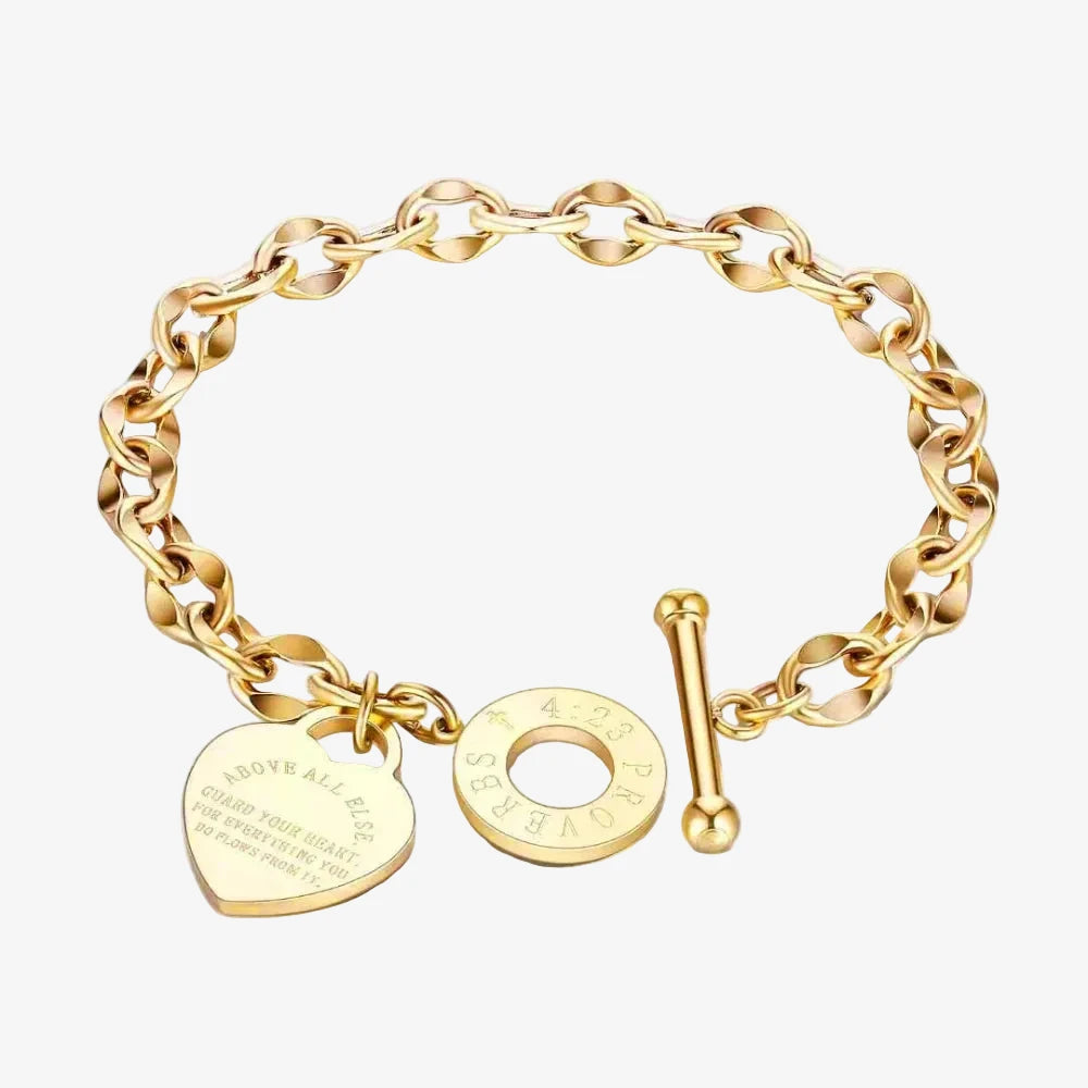 chaine doré en Graine de café pour un bracelet coeur charms