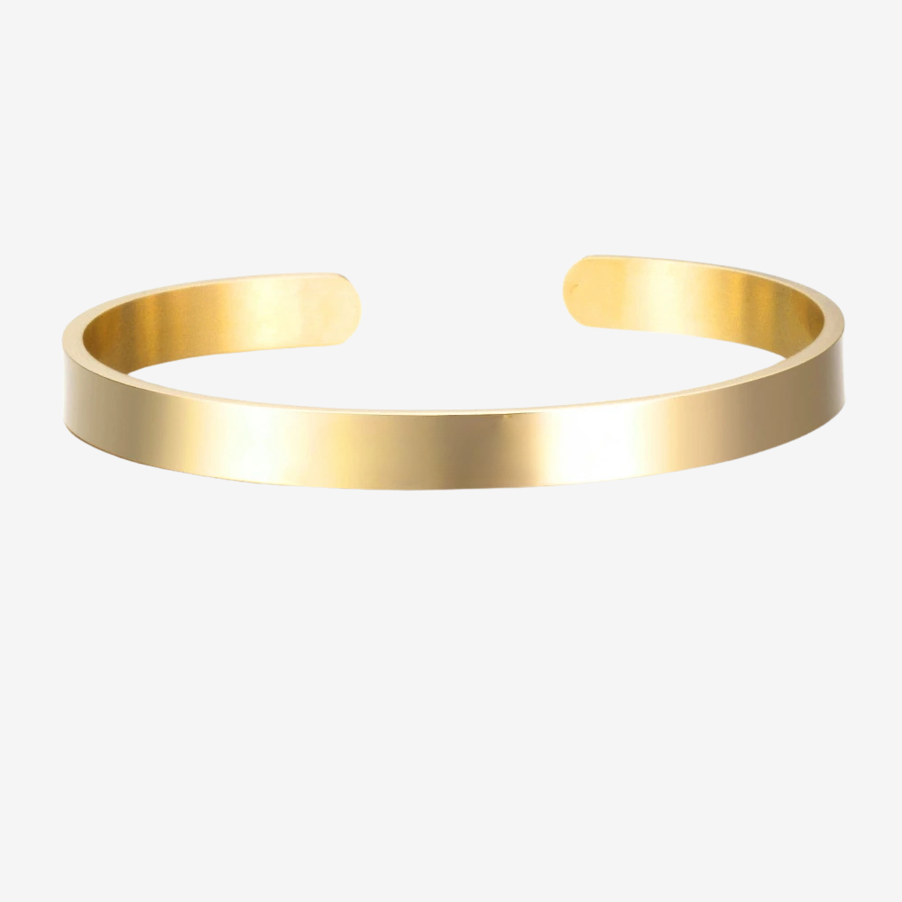 Bracelet à personnaliser femme en acier inoxydable doré, jonc fin lisse 4 mm