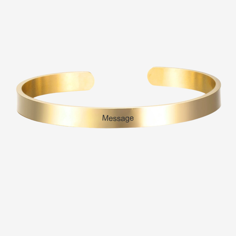 Bracelet à personnaliser femme doré 4 mm, plaque gravée avec message personnalisé