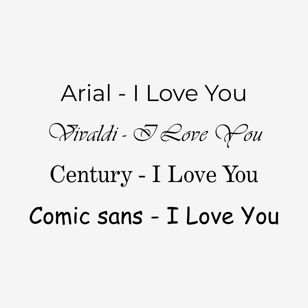 Exemples de polices de gravure disponibles pour la personnalisation du bijou