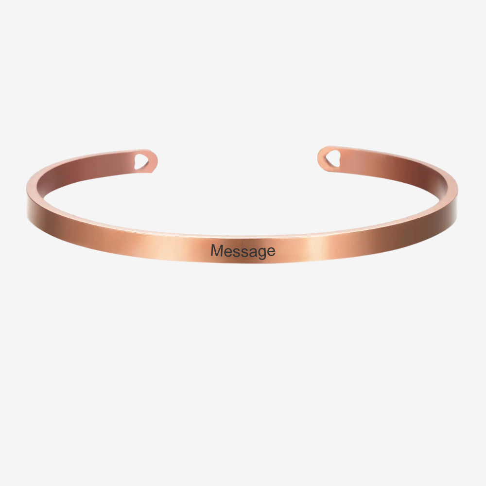 Bracelet à personnaliser femme en or rose 6 mm, jonc large gravé avec message personnalisé