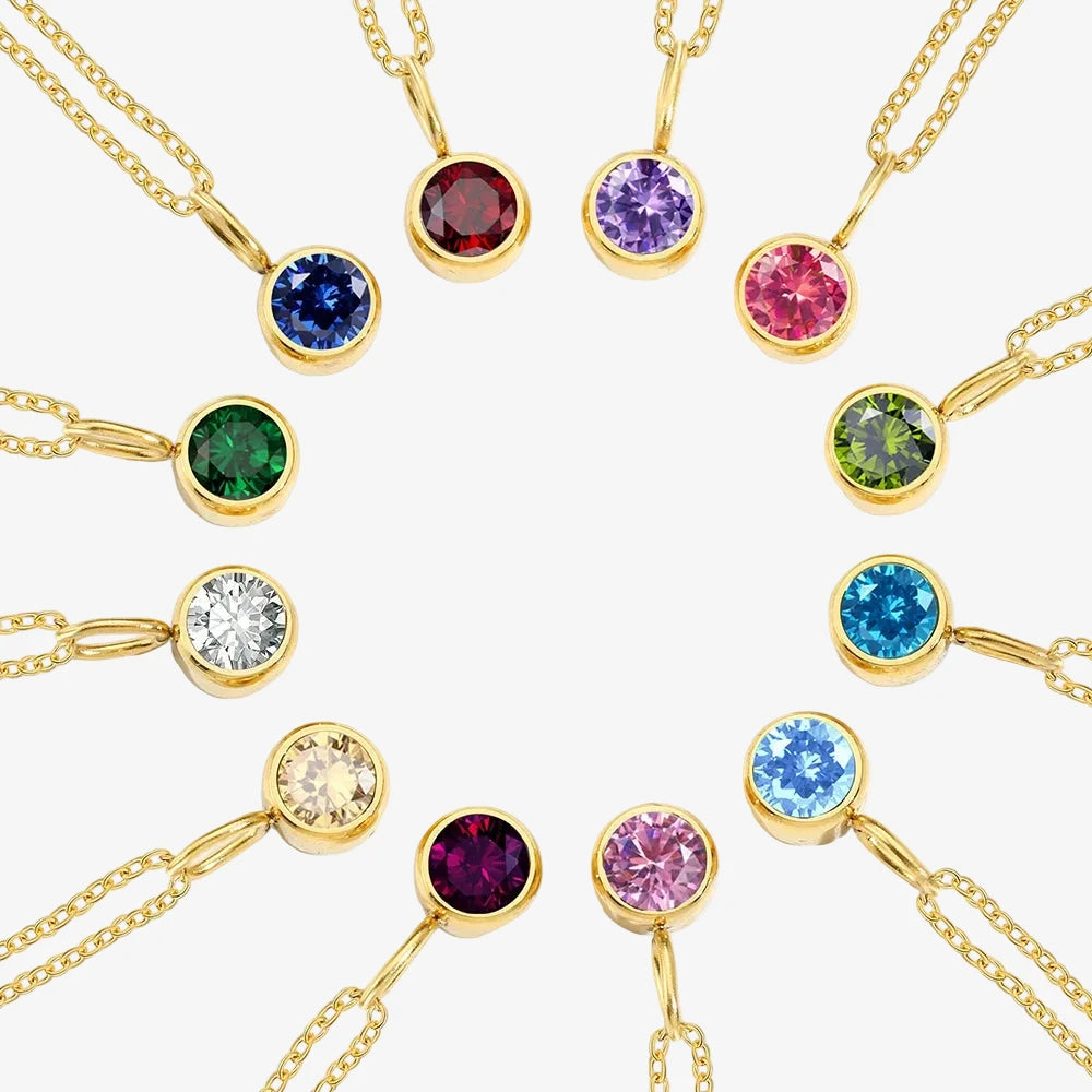 La collection de collier pierre de naissance ronde, chaque pierre représente un mois de l'année