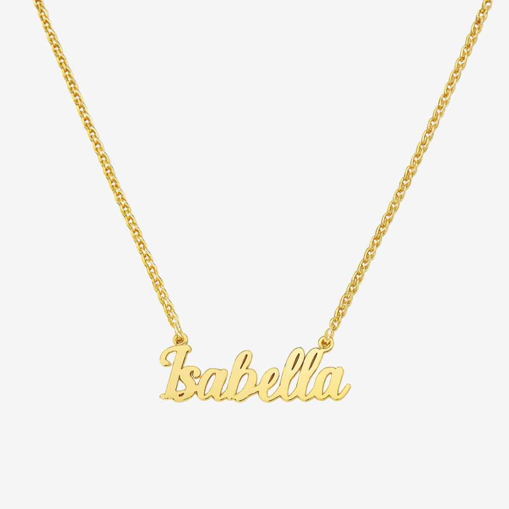 Collier personnalisé prénom en chaîne dorée, pendentif prénom en lettres cursives