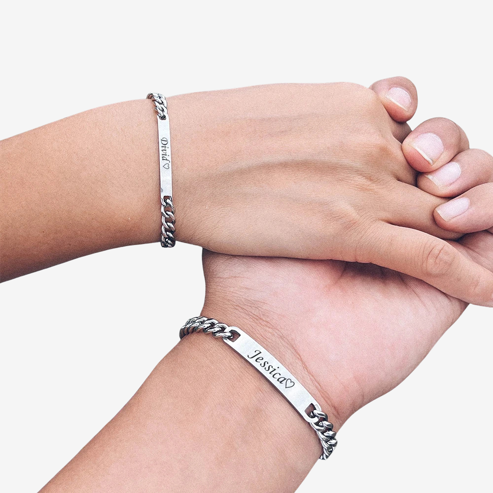 gourmette couple - bracelet couple personnalisé