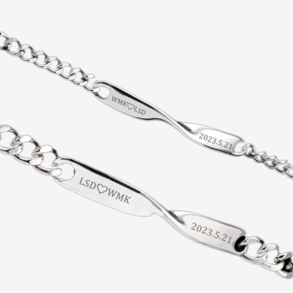 gourmette couple personnalisé - bracelet couple