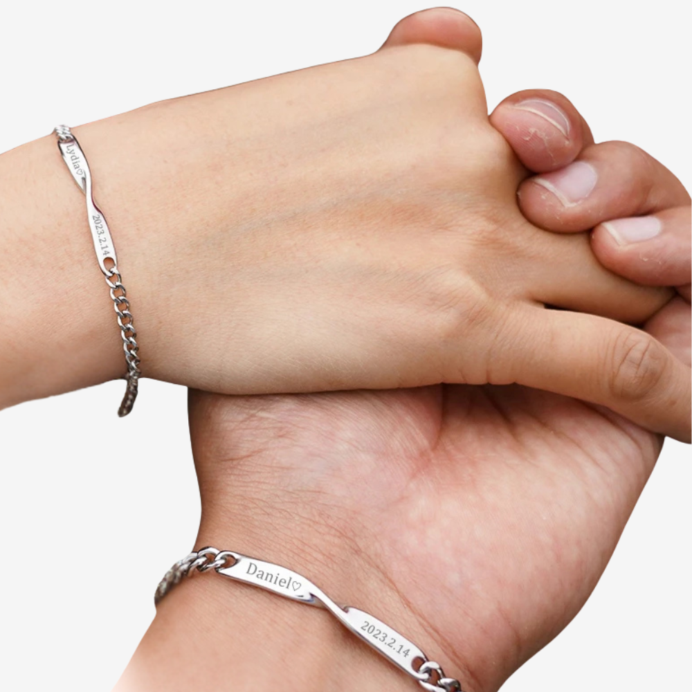 gourmette personnalisée couple - bracelet couple