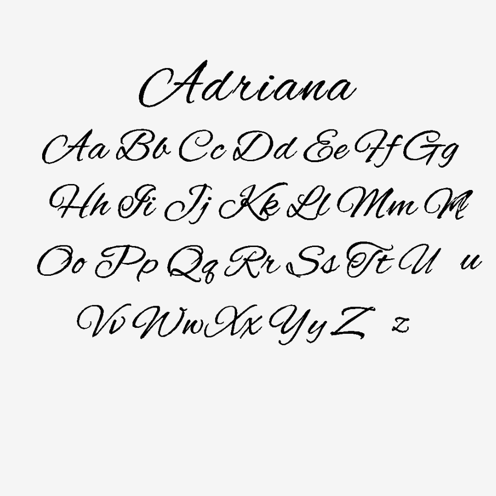 Exemple de police cursive Adriana pour le jonc personnalisé femme