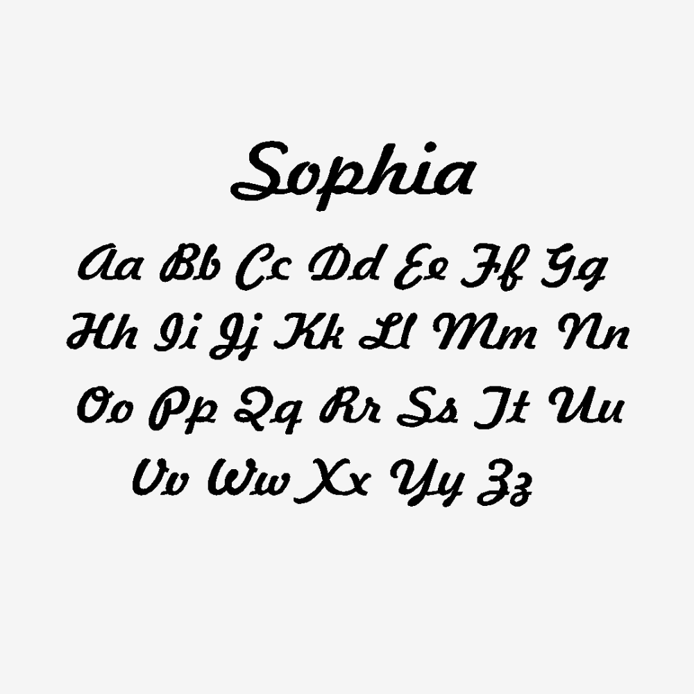 Exemple de police cursive Sophia pour le jonc personnalisé femme