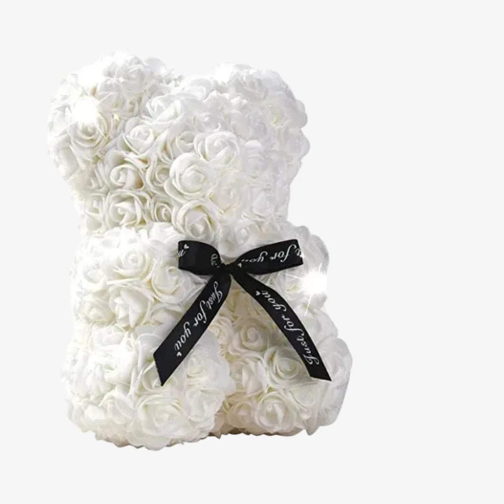 ourson fleurs blanc